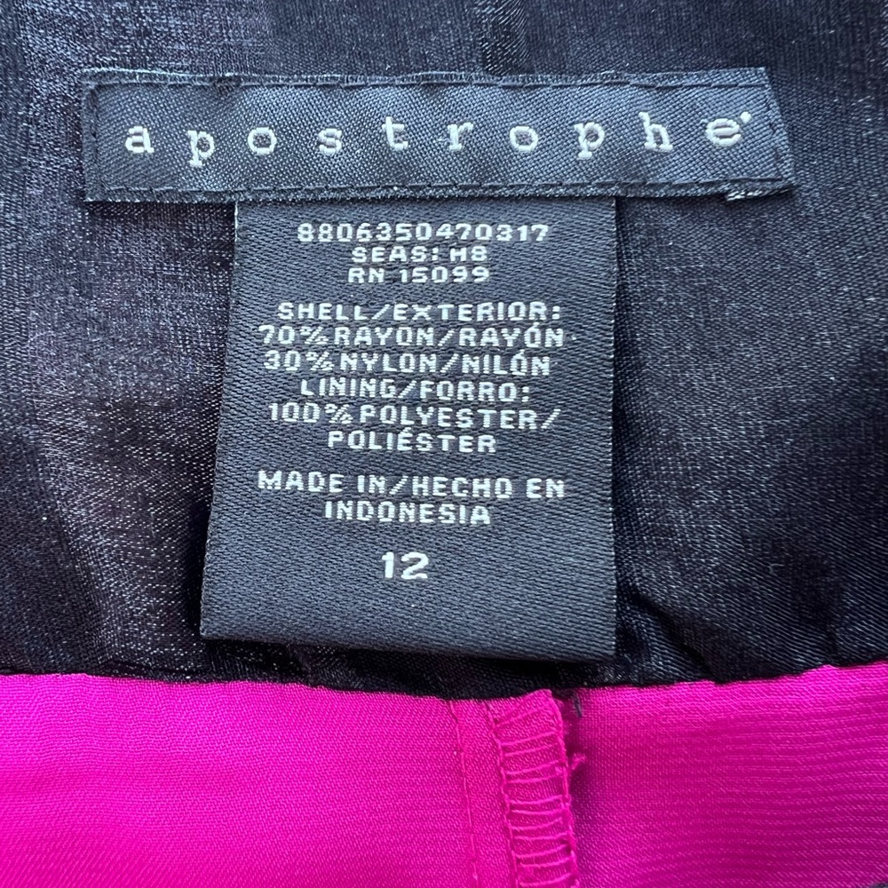 Apostrophe Women's Size 12 Black & Pink A-Line Skirt Semi Sheer Black Overlay - Picture 9 of 13